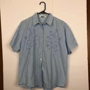 Vintage Embroidered Denim Button Down Sz L‎